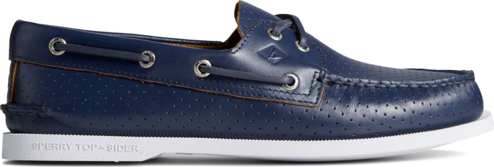 Auténtico Y Original Náutico Perforado Con 2 Ojales Sperry Azul Marino