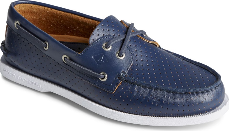 Auténtico Y Original Náutico Perforado Con 2 Ojales Sperry Azul Marino