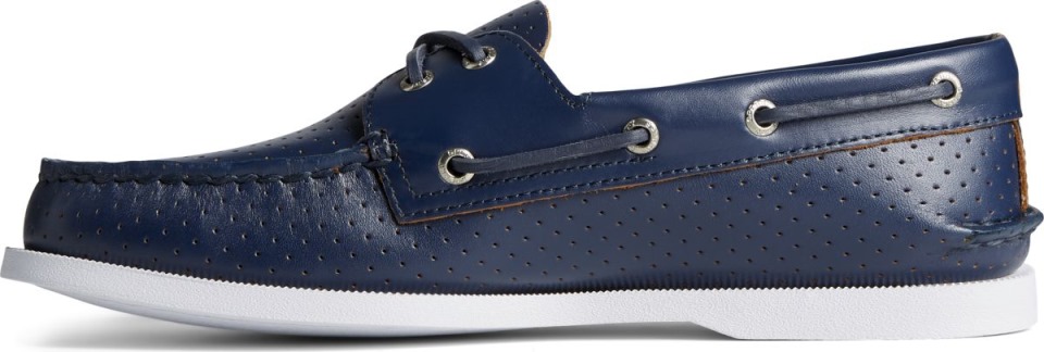 Auténtico Y Original Náutico Perforado Con 2 Ojales Sperry Azul Marino