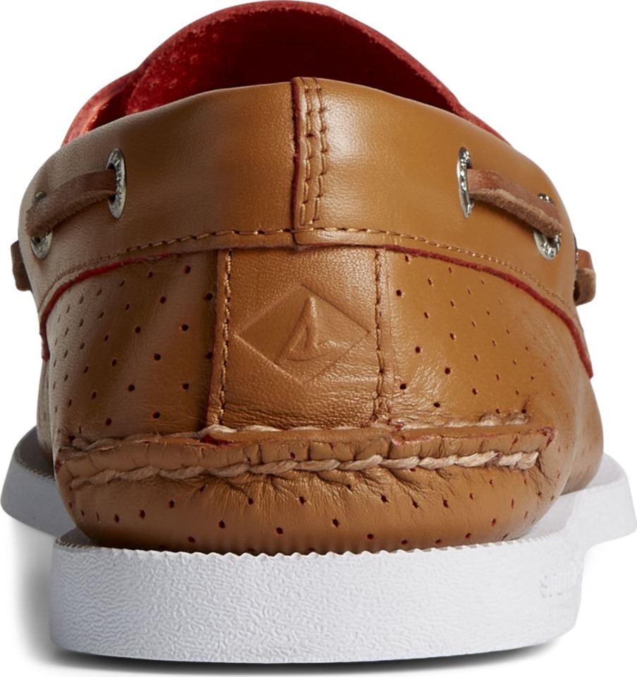 Auténtico Y Original Náutico Perforado Con 2 Ojales Tostado Sperry