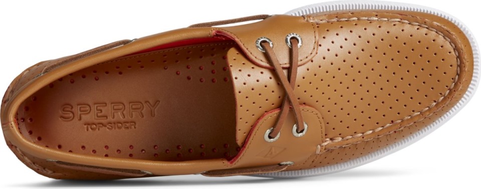 Auténtico Y Original Náutico Perforado Con 2 Ojales Tostado Sperry