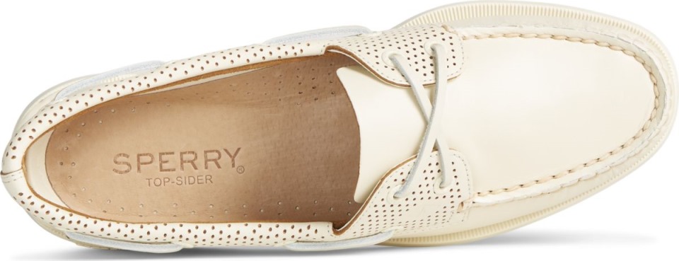 Auténtico Y Original Náutico Con 2 Argollas Perforadas Blanco Sperry