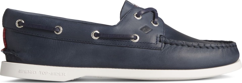 Náutico De Piel Con 2 Ojales Americana Original Auténtico Azul Marino Sperry