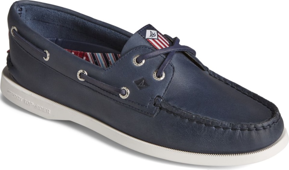 Náutico De Piel Con 2 Ojales Americana Original Auténtico Azul Marino Sperry