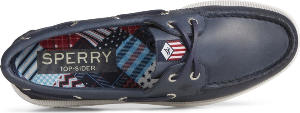 Náutico De Piel Con 2 Ojales Americana Original Auténtico Azul Marino Sperry
