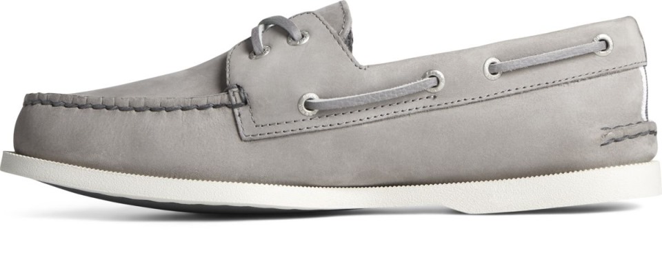 Náutico De Piel Con Cordones Cruzados Original Auténtico Gris Sperry