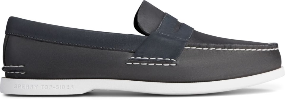 Auténtico Y Original Mocasín Penny De Felpa Azul Marino Sperry