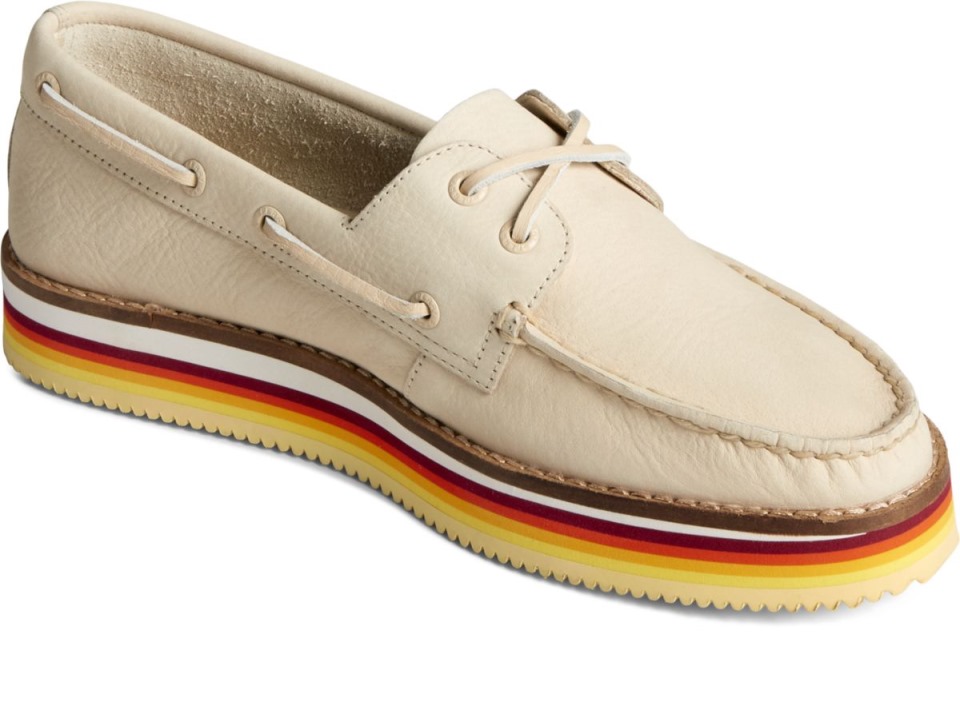 Zapato Náutico Apilado Original Auténtico Marfil Sperry