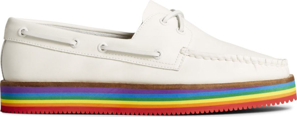 Auténtico Original Apilado Orgullo Barco Zapato Blanco Sperry