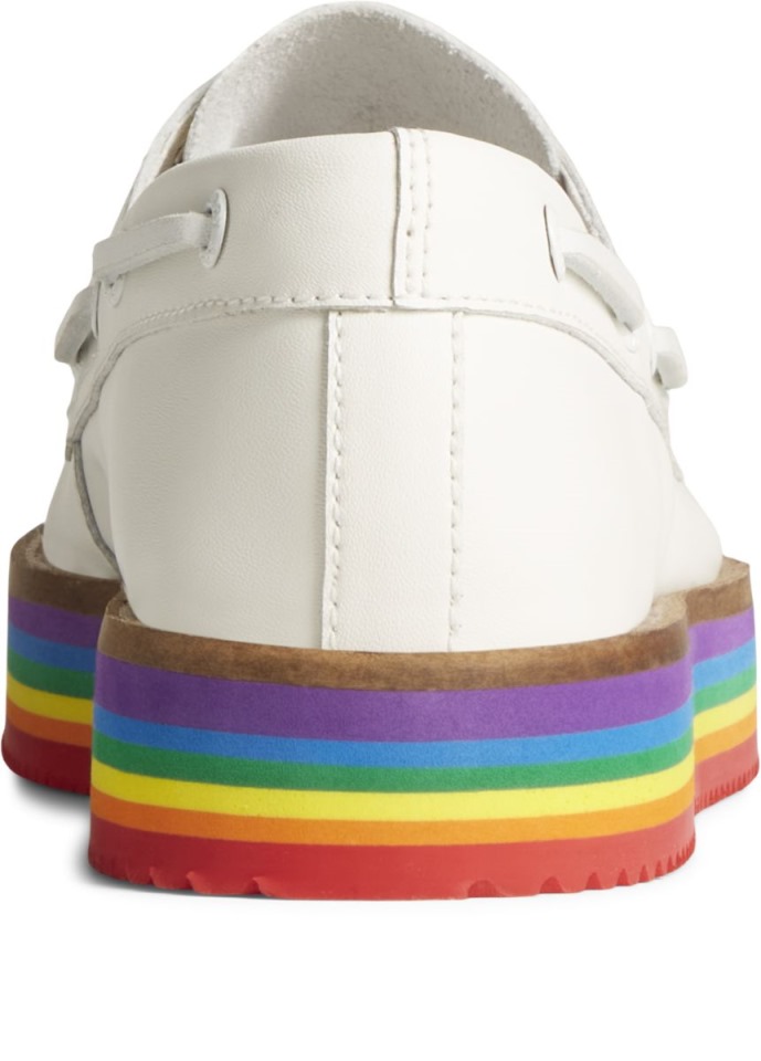 Auténtico Original Apilado Orgullo Barco Zapato Blanco Sperry