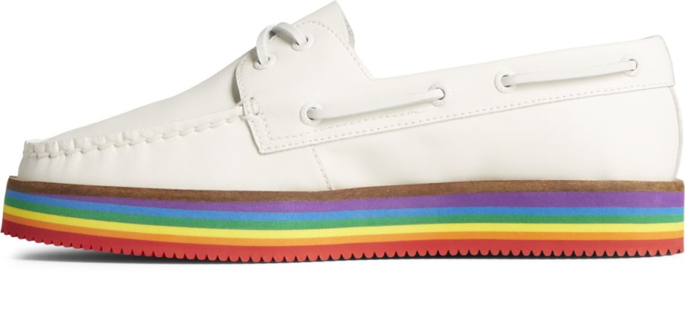 Auténtico Original Apilado Orgullo Barco Zapato Blanco Sperry