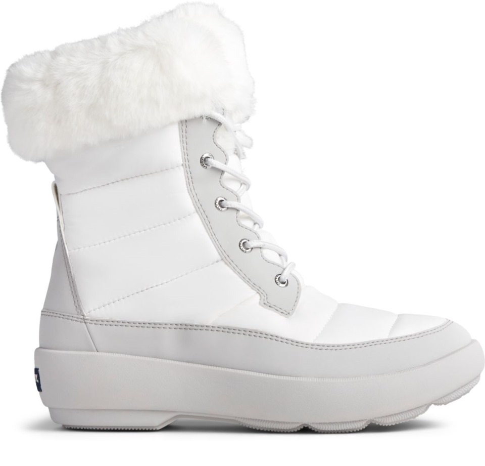 Balero De Nylon Plushwave Bota Sperry Blanco Roto Gris