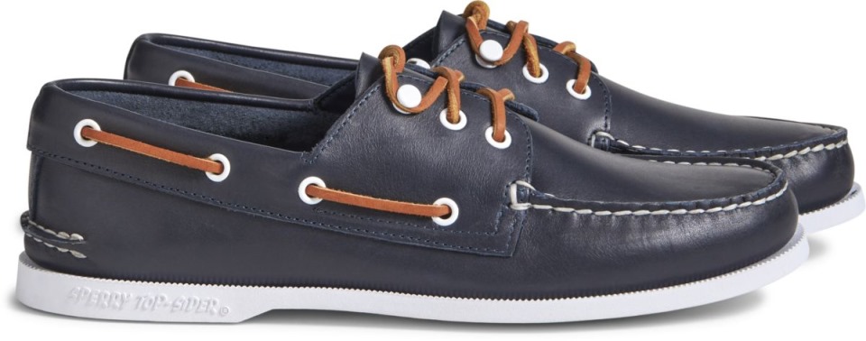 Náutico De Piel Con 3 Ojales Original Auténtico Cloud Azul Marino Sperry