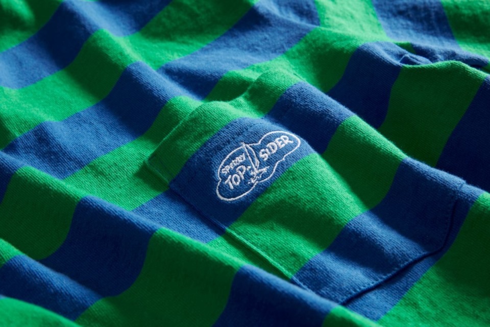 Camiseta Cloud Rugby Rayas Bolsillo Azul Verde Sperry