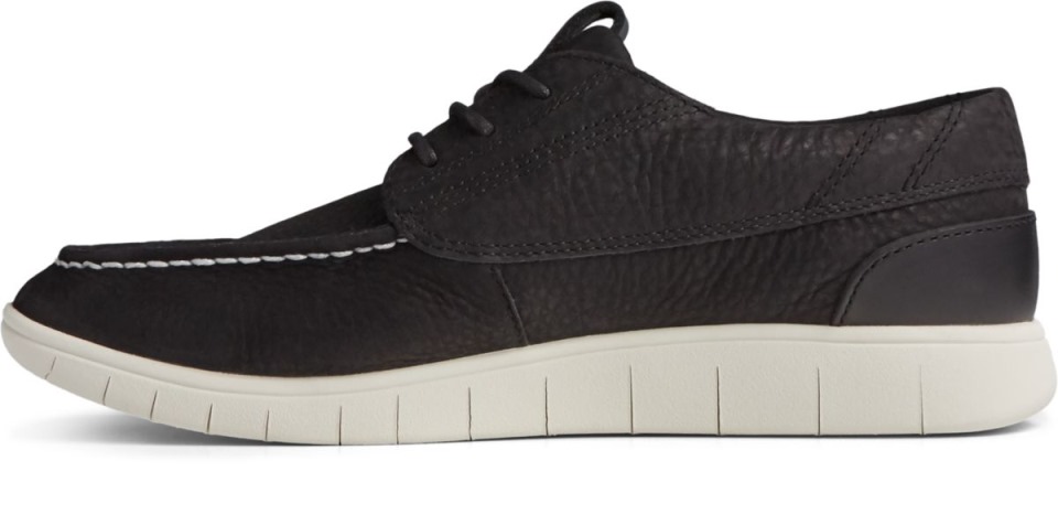 Sperry Negro Con Cordones Y 3 Ojales Con Cordones De Felpa Costera