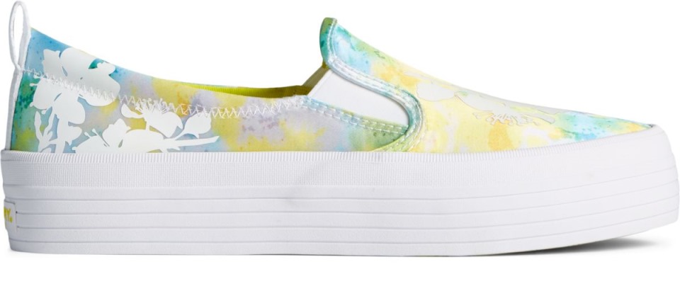 Crest Twin Gore Floral Tokyo Plataforma Zapatillas Sin Cordones Verde Sperry