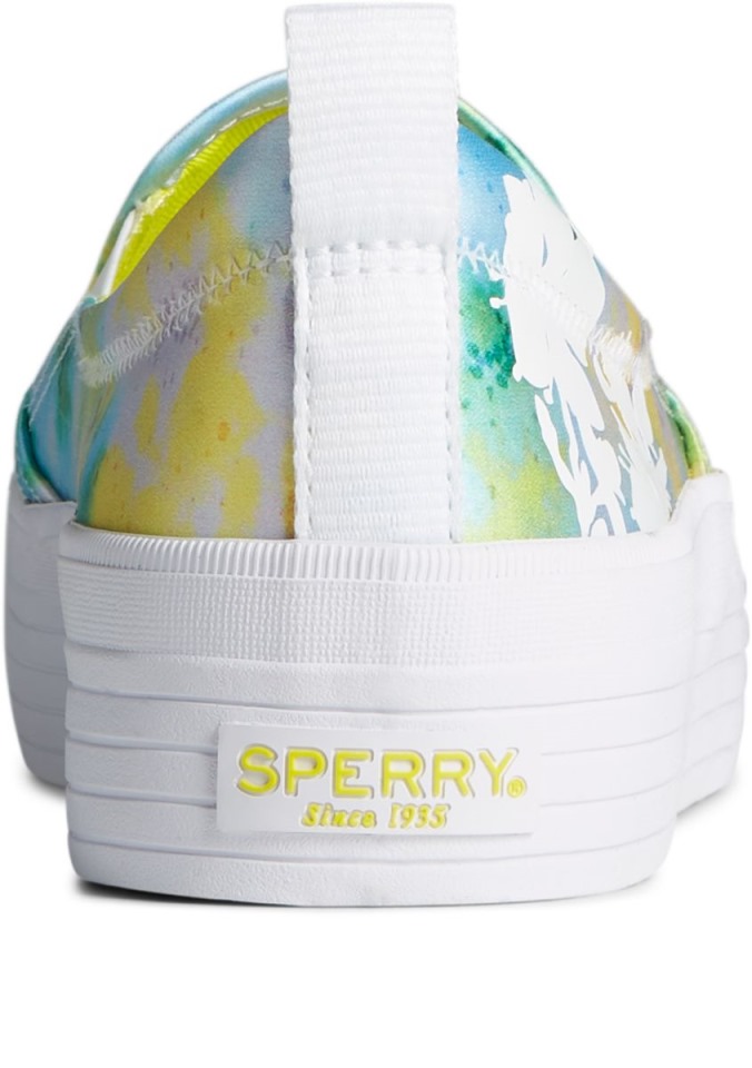 Crest Twin Gore Floral Tokyo Plataforma Zapatillas Sin Cordones Verde Sperry