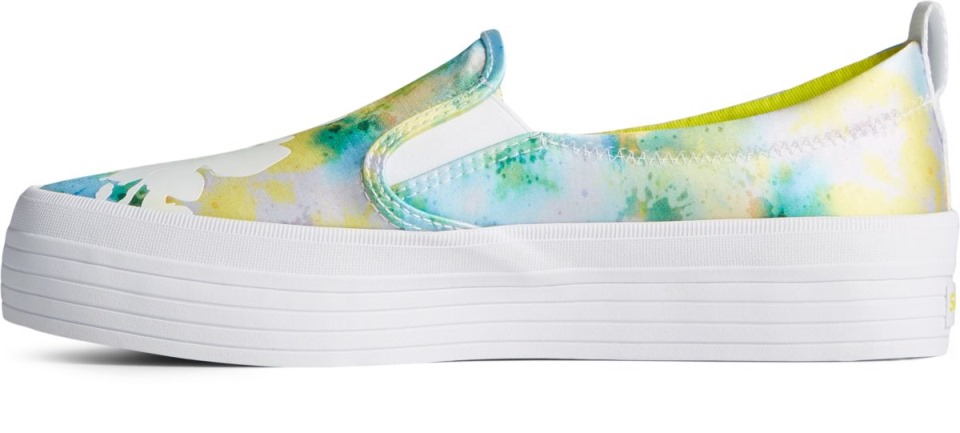 Crest Twin Gore Floral Tokyo Plataforma Zapatillas Sin Cordones Verde Sperry