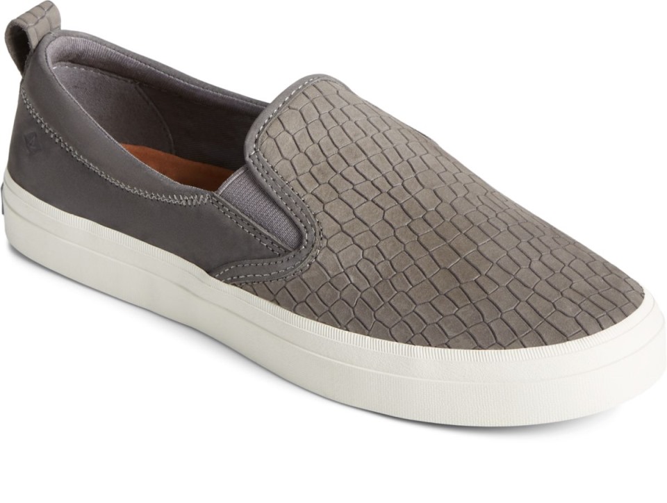Crest Twin Gore Plushwave Piel De Serpiente Sin Cordones En Zapatillas Gris Sperry