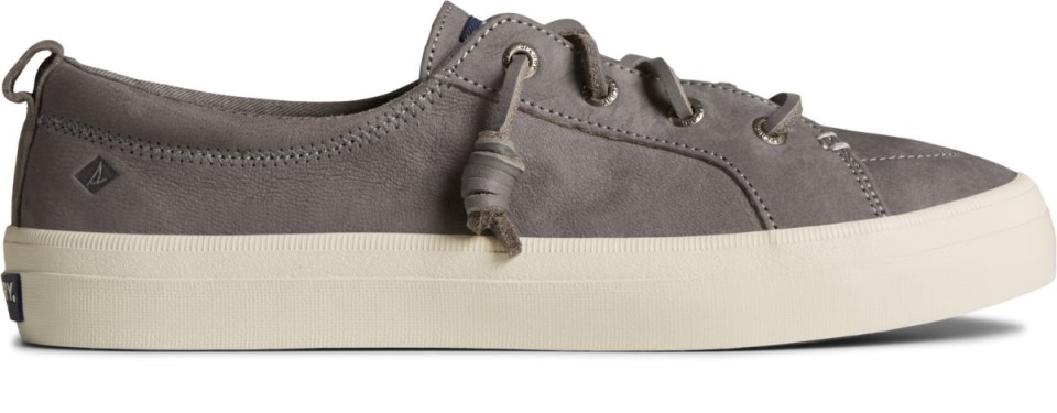 Zapatilla De Deporte Crest Vibe De Piel Abatanada Gris Oscuro Sperry
