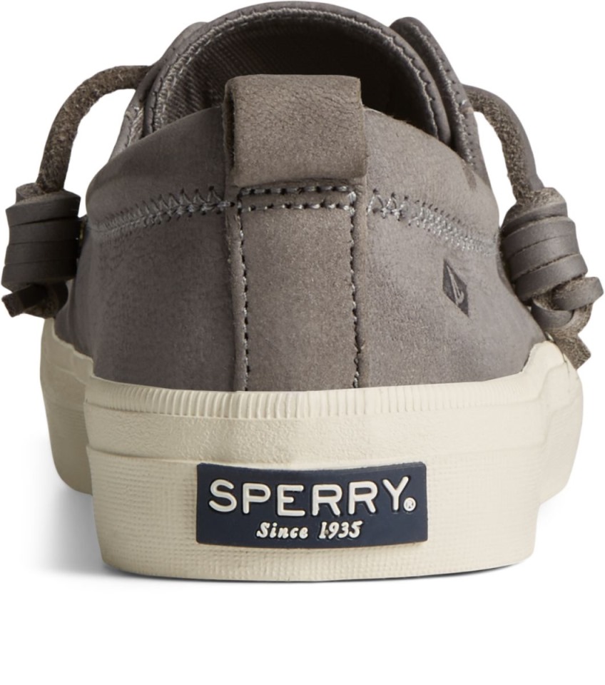 Zapatilla De Deporte Crest Vibe De Piel Abatanada Gris Oscuro Sperry
