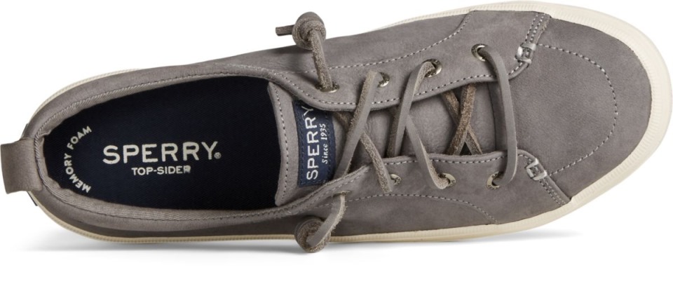 Zapatilla De Deporte Crest Vibe De Piel Abatanada Gris Oscuro Sperry