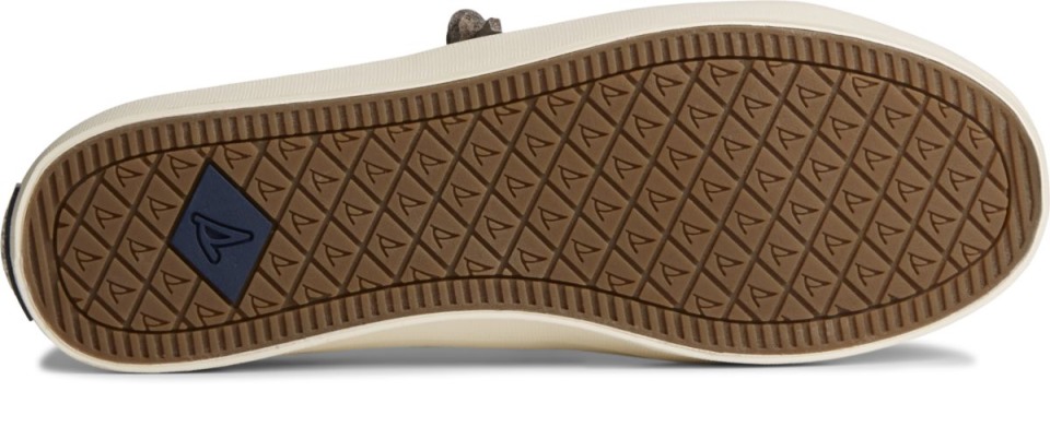 Zapatilla De Deporte Crest Vibe De Piel Abatanada Gris Oscuro Sperry