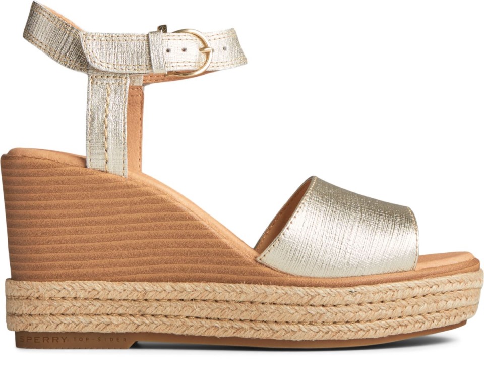 Sandalia De Cuña Fairwater Plushwave Oro Sperry