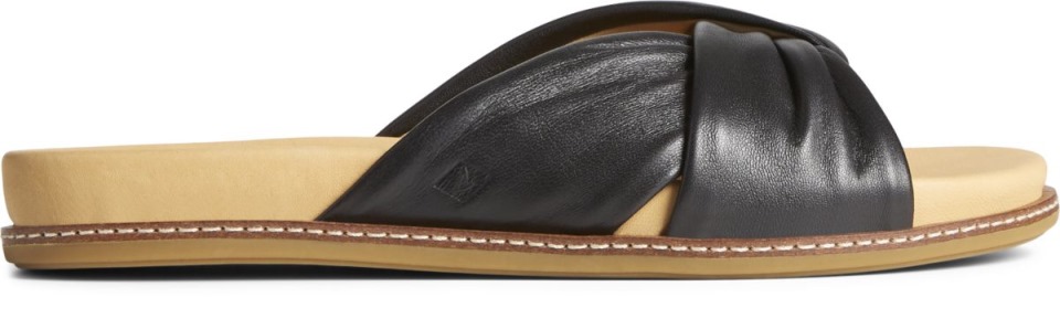 Copa Dorada Waveside Plushwave Cross Slide Sandalia Negro Sperry