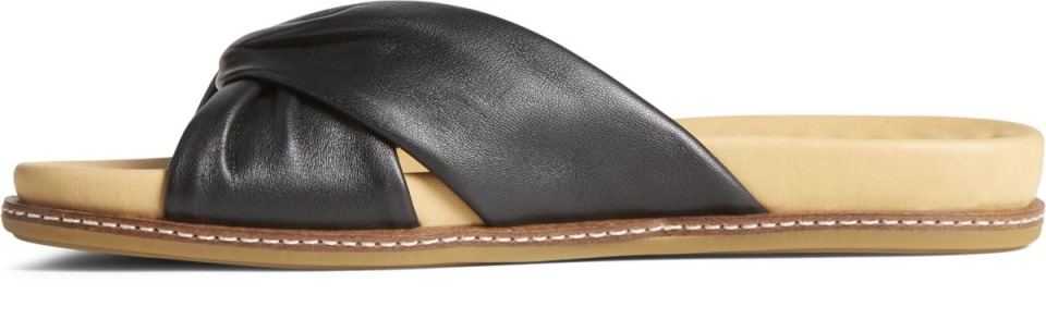 Copa Dorada Waveside Plushwave Cross Slide Sandalia Negro Sperry