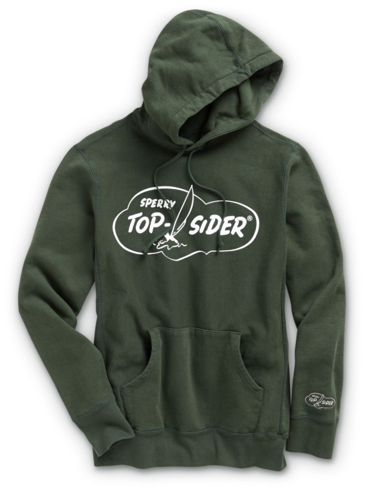 Hecho En EE. UU. Nube Algodón Sudadera Con Capucha Sperry Verde Oscuro