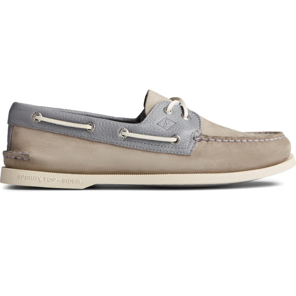 Zapatos De Hombre A/o 2-eye Tumbled/nubuck Lace Gris Sperry