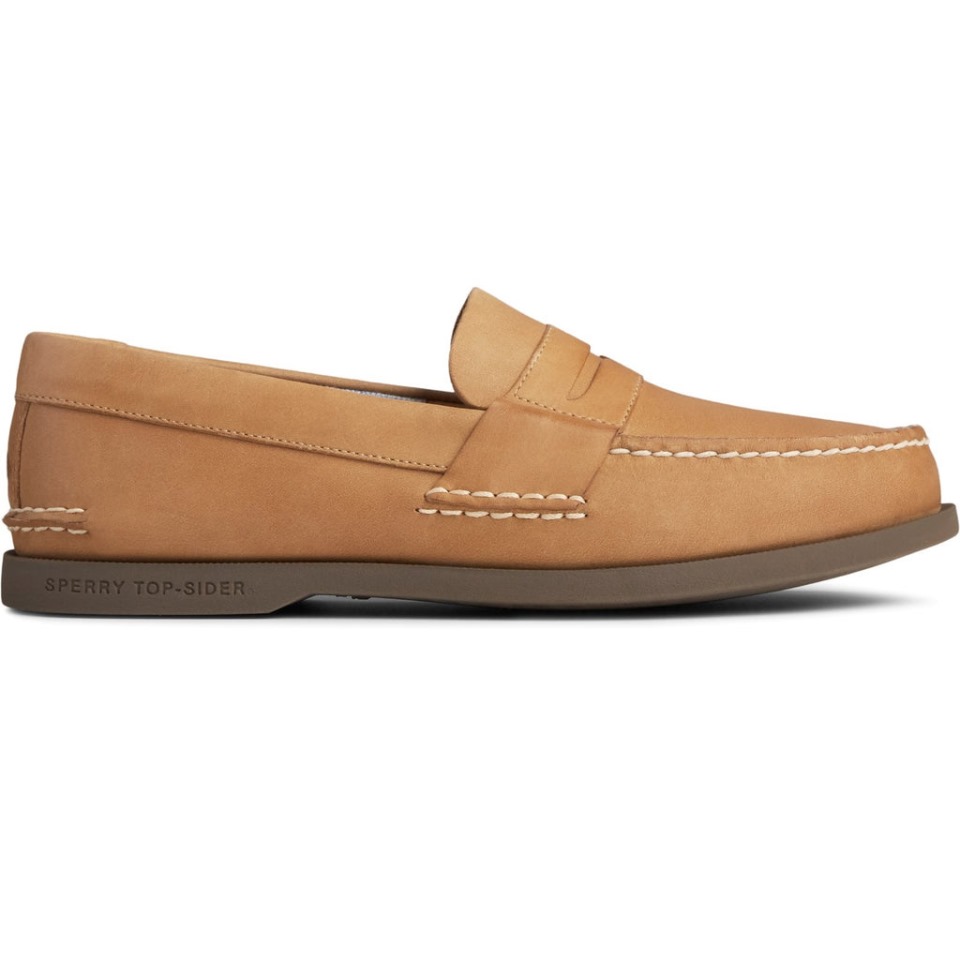 Mocasines Penny Originales Auténticos De Felpa Para Hombre Marrón Sperry