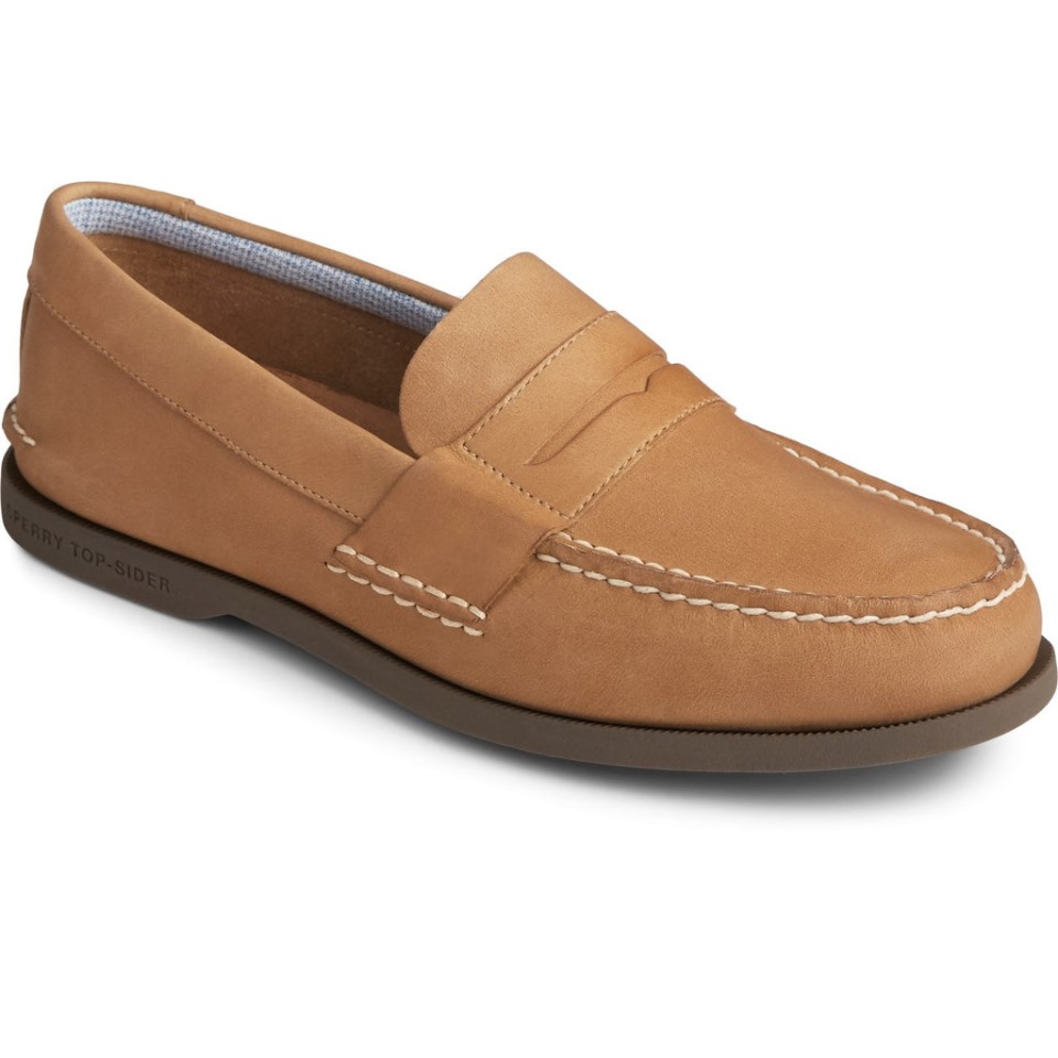 Mocasines Penny Originales Auténticos De Felpa Para Hombre Marrón Sperry