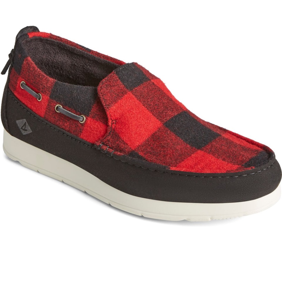 Moc-sider Buffalo Check Zapatos De Hombre Rojo Sperry