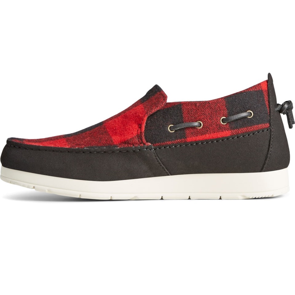 Moc-sider Buffalo Check Zapatos De Hombre Rojo Sperry