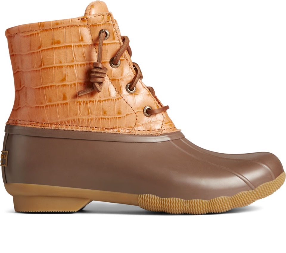 Bota De Pato De Piel De Cocodrilo De Agua Salada Marrón Sperry