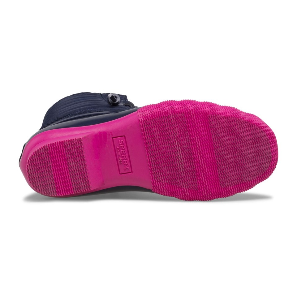 Bota De Pato De Agua Salada Azul Marino Rosa Sperry