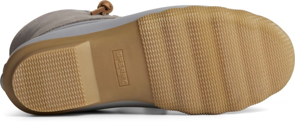 Bota De Pato De Cuero De Vela Mayor De Agua Salada Gris Sperry