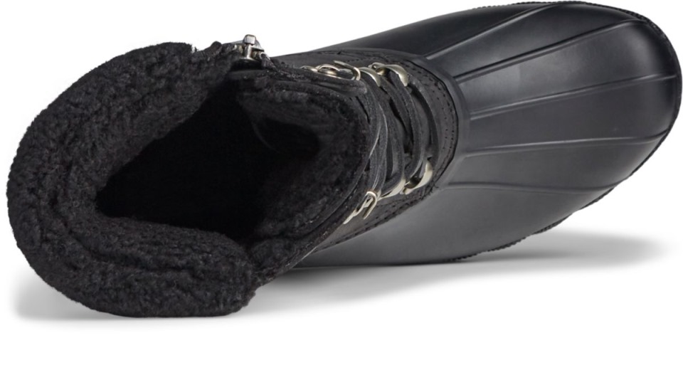 Bota De Pato De Cuero Alto Y Acogedor Para Agua Salada Sperry Negro