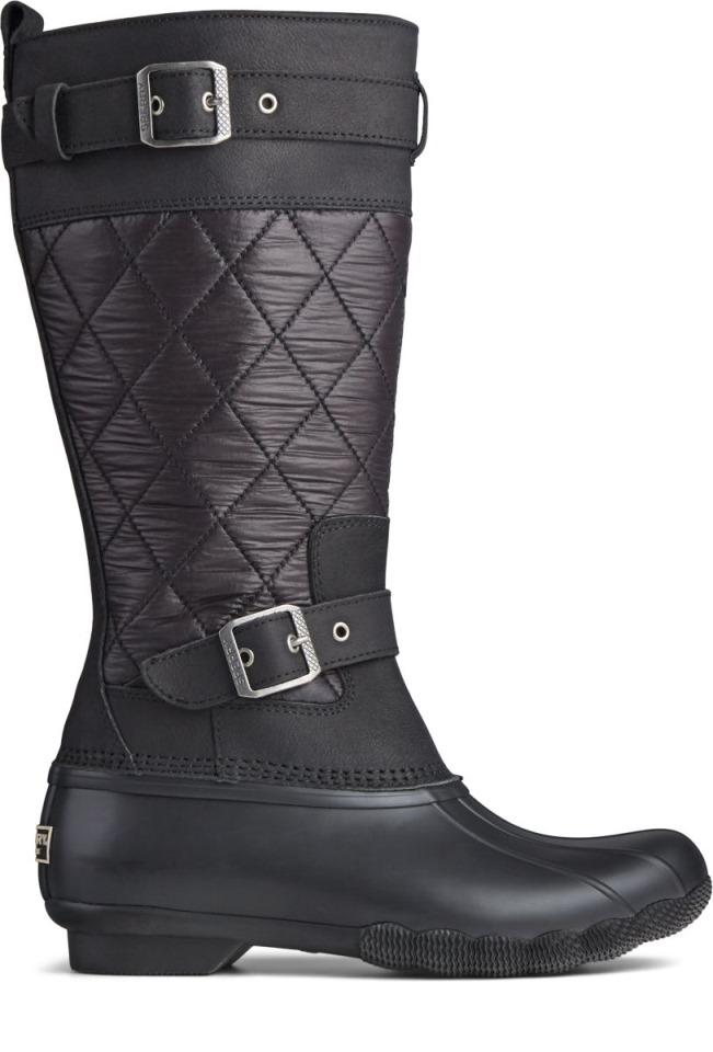 Bota De Agua Salada Alta De Nailon Negro Sperry