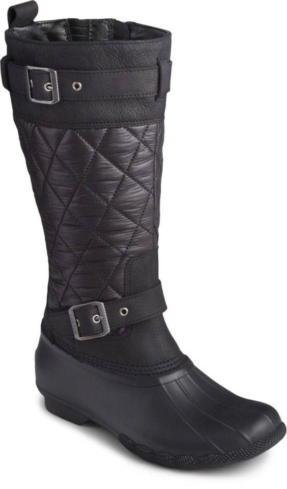 Bota De Agua Salada Alta De Nailon Negro Sperry