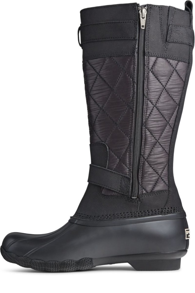 Bota De Agua Salada Alta De Nailon Negro Sperry