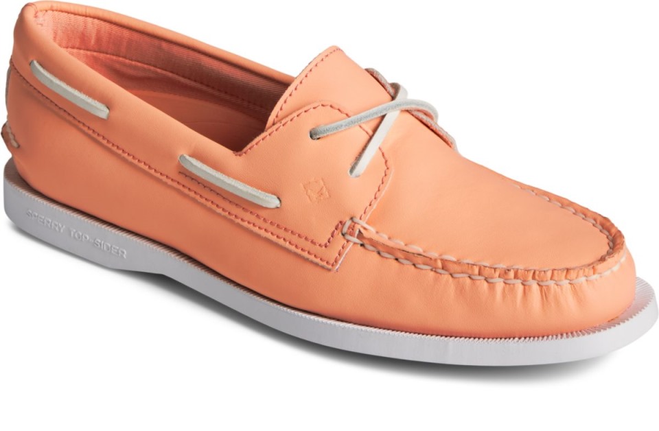 Zapato Náutico De 2 Ojales Auténtico Original Reciclado En Mar Melocotón Sperry