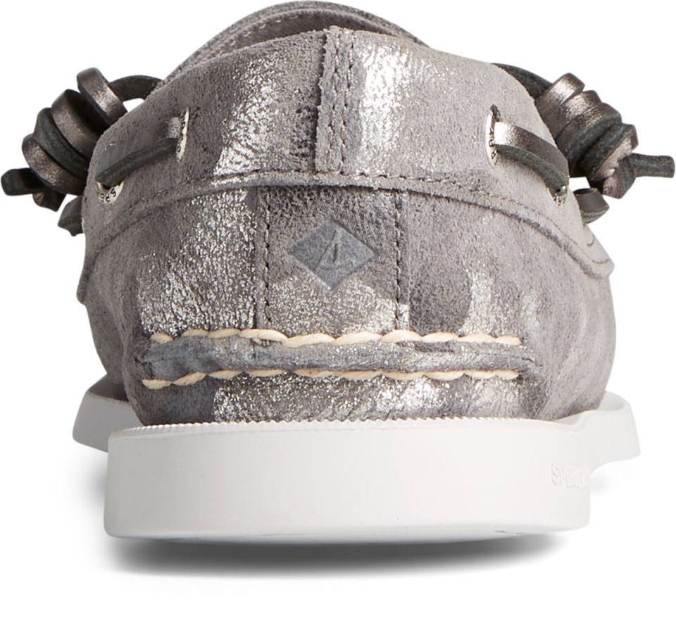 Sperry Auténtico Original 2-eye Vida Zapatos De Barco De Camuflaje Metálico Gris Multi