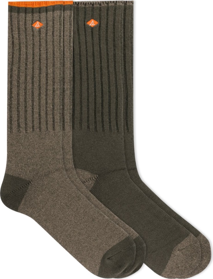 Paquete De 2 Pares De Calcetines Sperry Boot En Verde Oliva Jaspeado