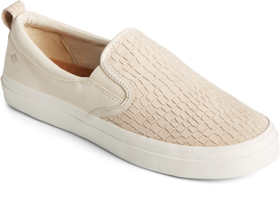 Sperry Crest Twin Gore Plushwave Piel De Serpiente Sin Cordones En La Zapatilla De Deporte Marfil
