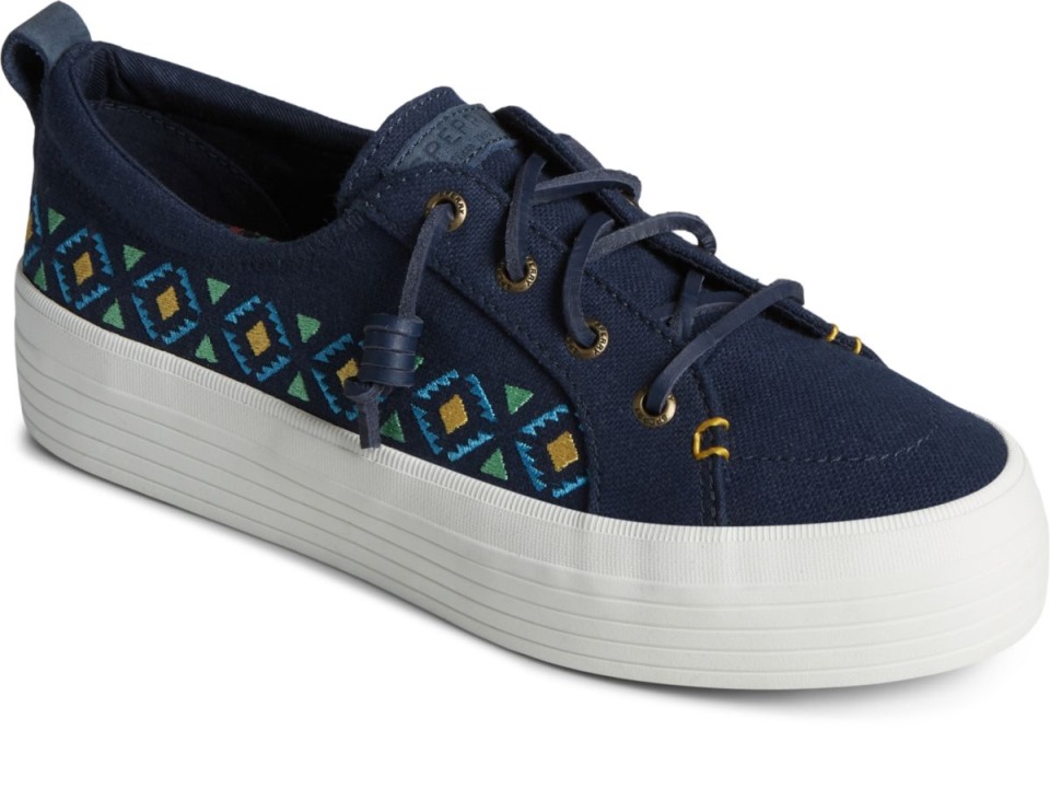 Sperry Crest Vibe Plataforma Bordada Zapatilla Azul Marino