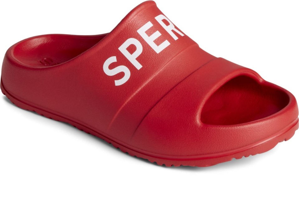Sperry Float Slide Sandalias Con Logo Rojo