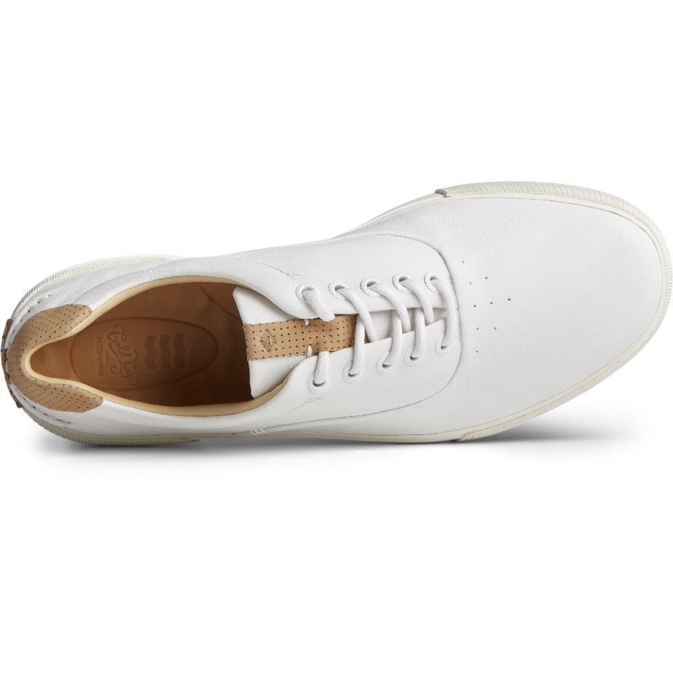 Sperry Hombre Oro Striper Plushwave Encaje Zapatos Blanco